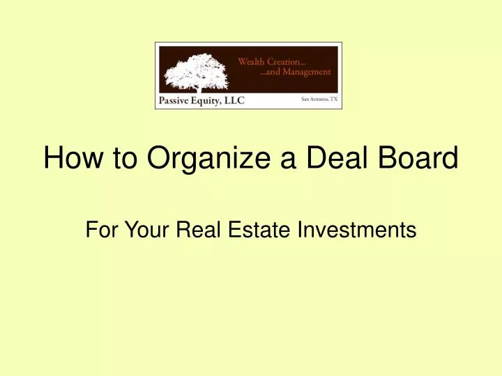 how to organize a deal board n.