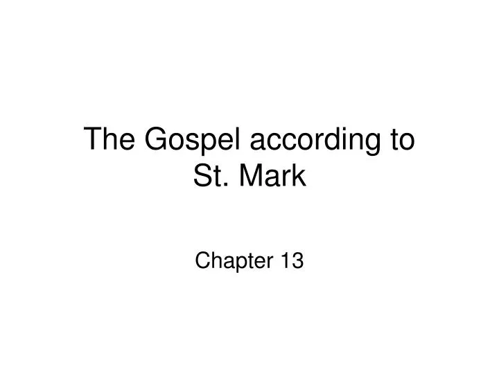 the gospel according to st mark n.