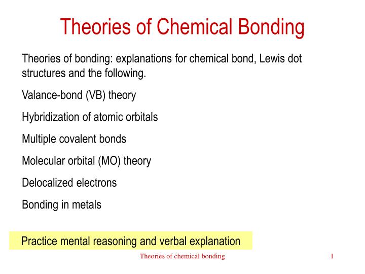 theories of chemical bonding n.