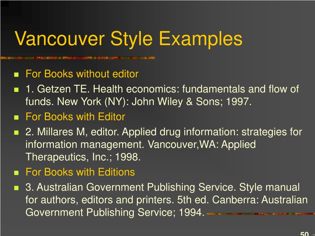 reference thesis vancouver style