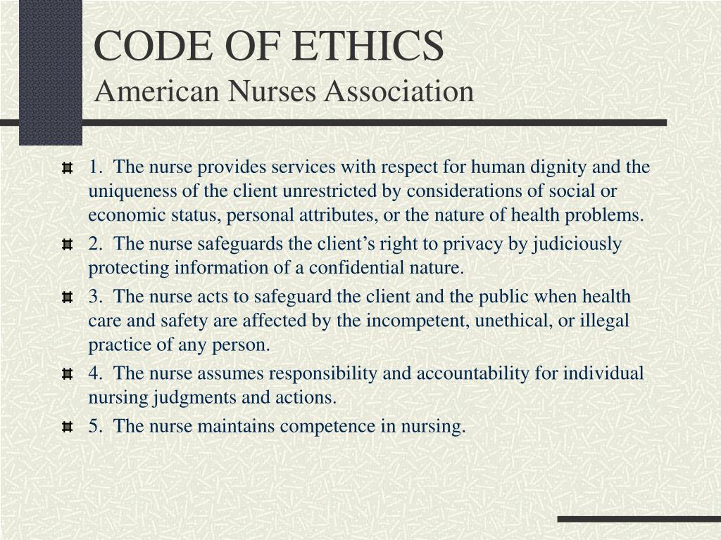 code of ethics american nurses association.