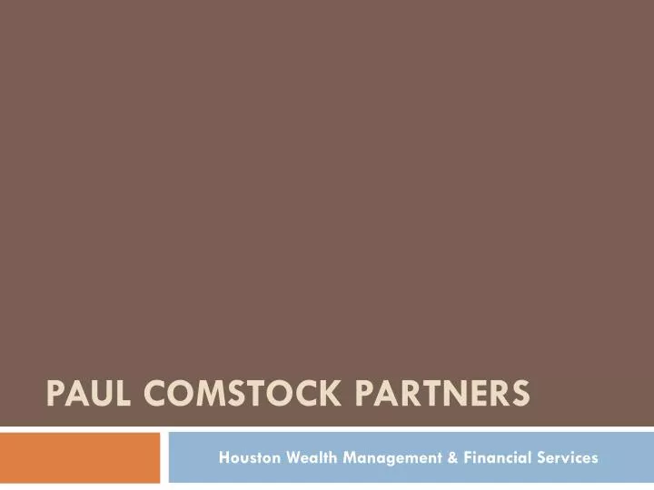 paul comstock partners n.