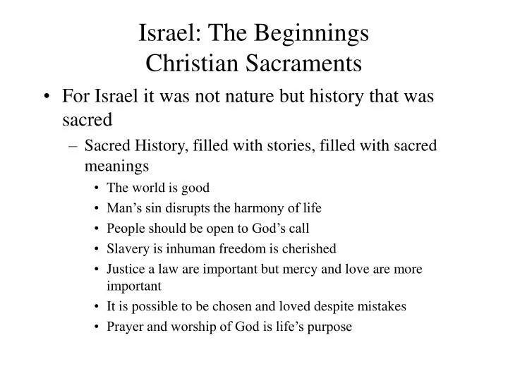 israel the beginnings christian sacraments n.