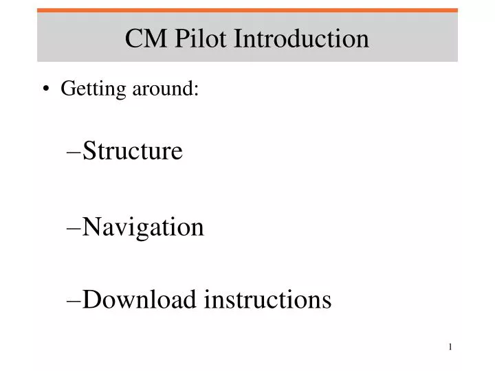 cm pilot introduction n.