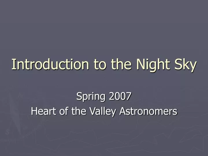 introduction to the night sky n.