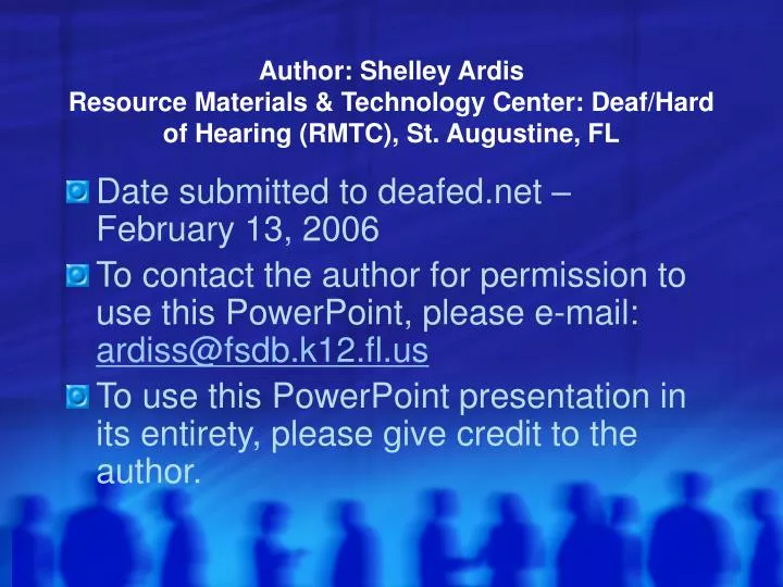 author shelley ardis resource materials technology center deaf hard of hearing rmtc st augustine fl n.