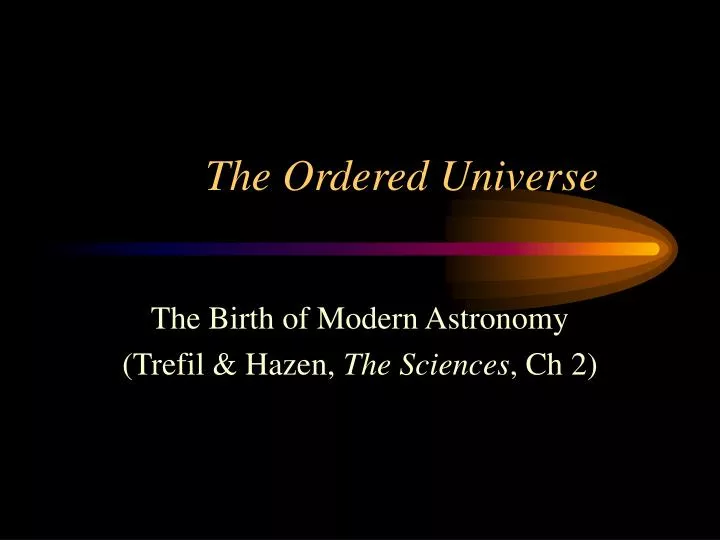 the ordered universe n.