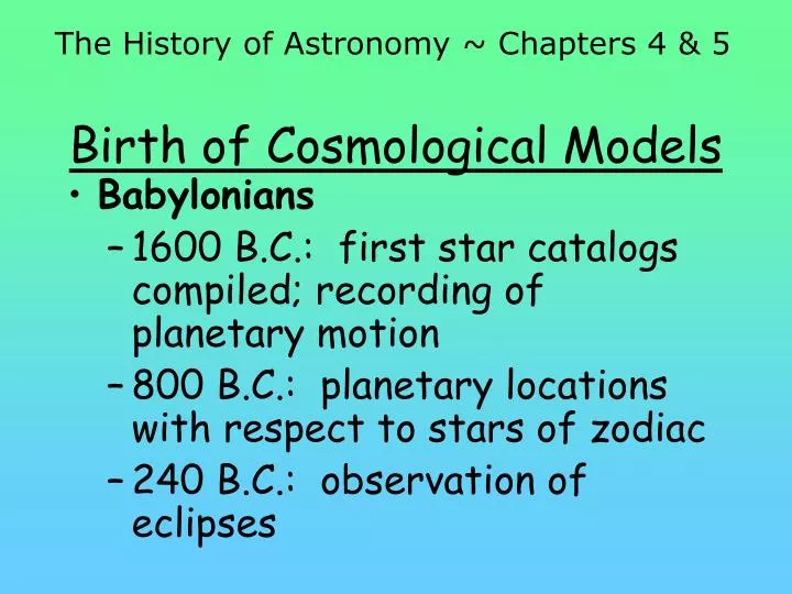 birth of cosmological models n.