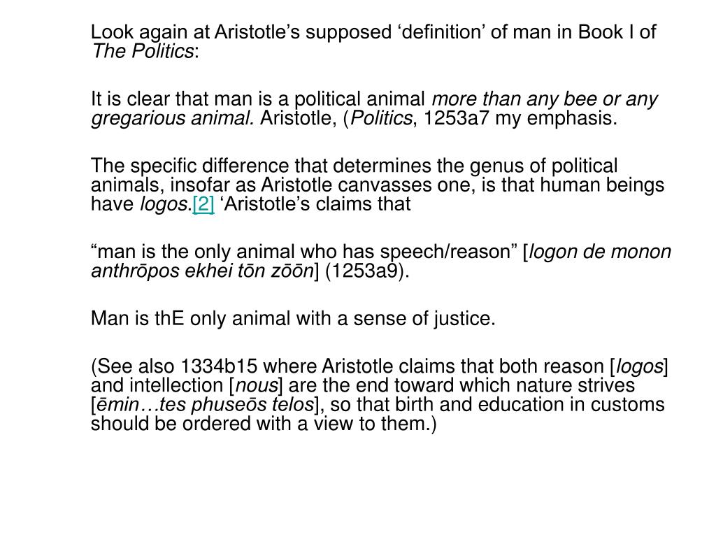 PPT - Aristotle doctrine that “Man is by Nature a Zōon Politikon”  PowerPoint Presentation - ID:196800