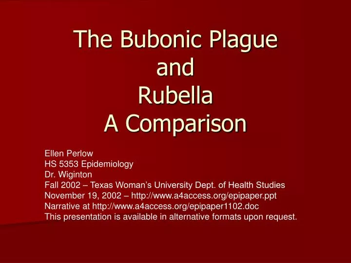 the bubonic plague and rubella a comparison n.