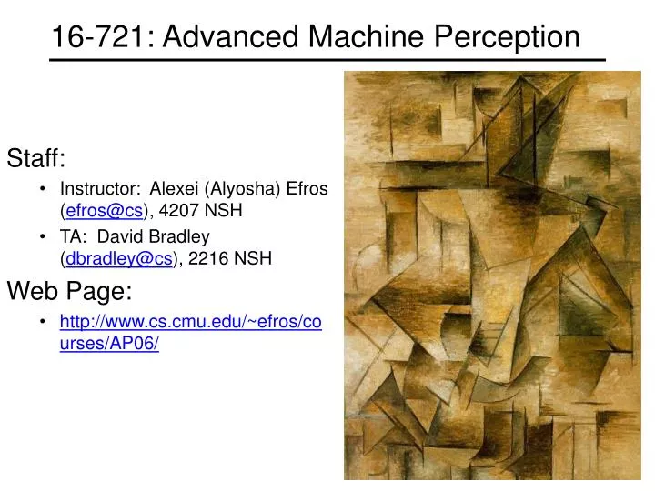 16 721 advanced machine perception n.