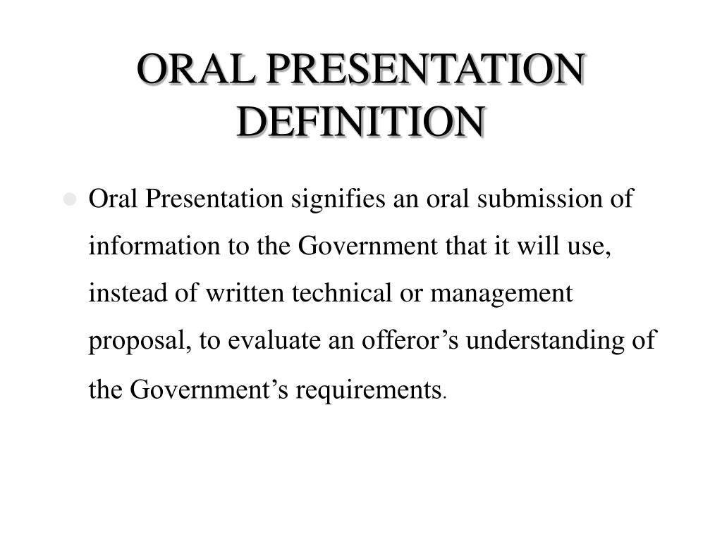 oral presentation law definition