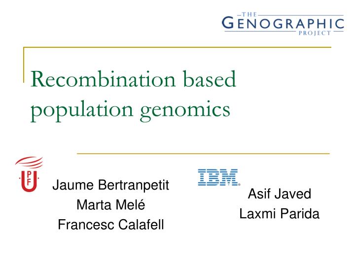 recombination based population genomics n.