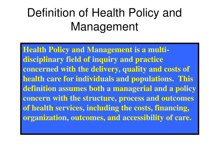 Who definition of health policy