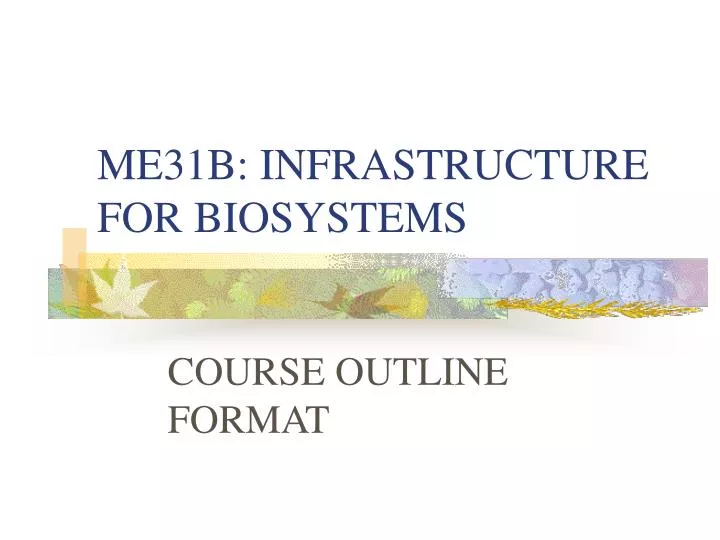 me31b infrastructure for biosystems n.
