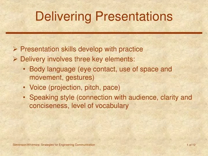 delivering presentations n.