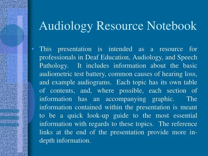 audiology resource notebook n.