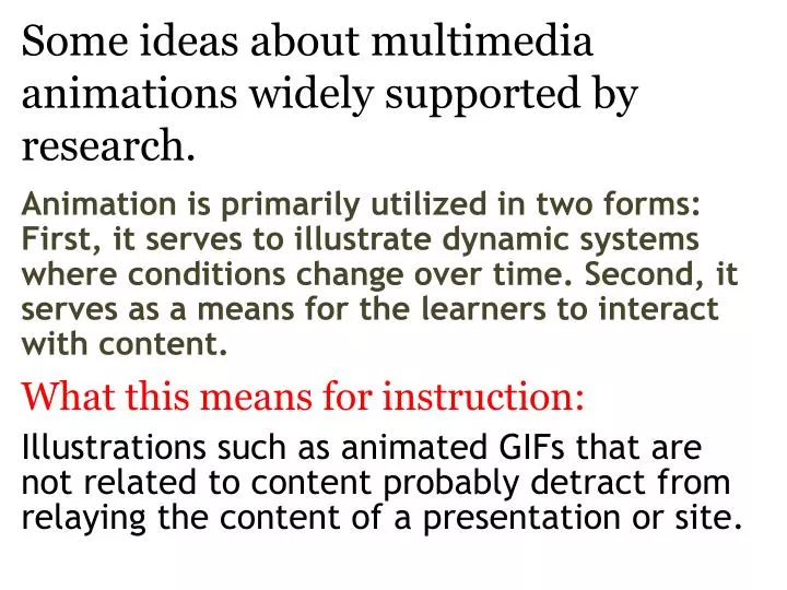 some ideas about multimedia animations widely supported by research n.
