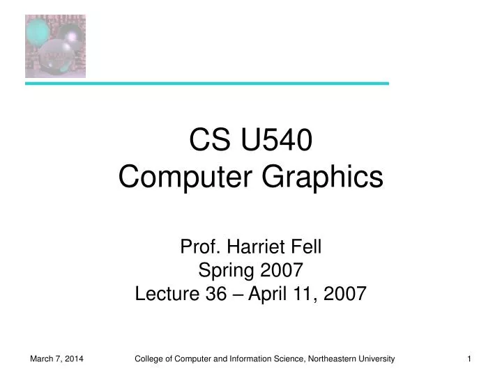 cs u540 computer graphics n.