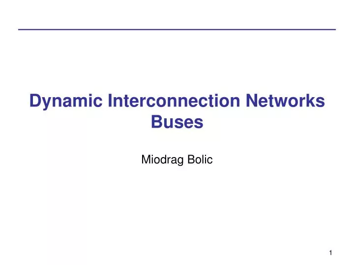 dynamic interconnection networks buses n.