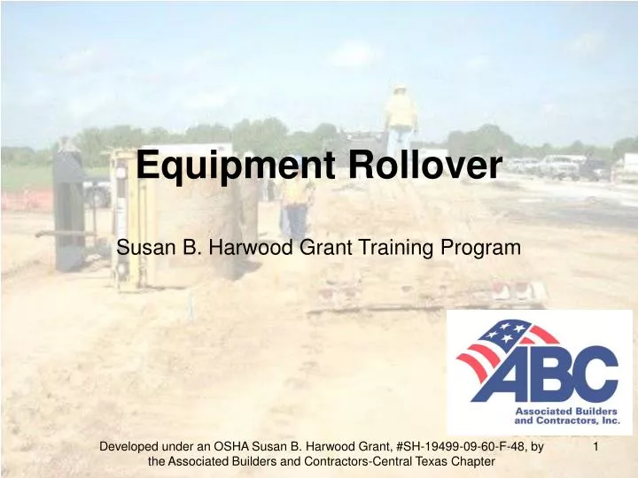 equipment rollover susan b harwood grant training program n.