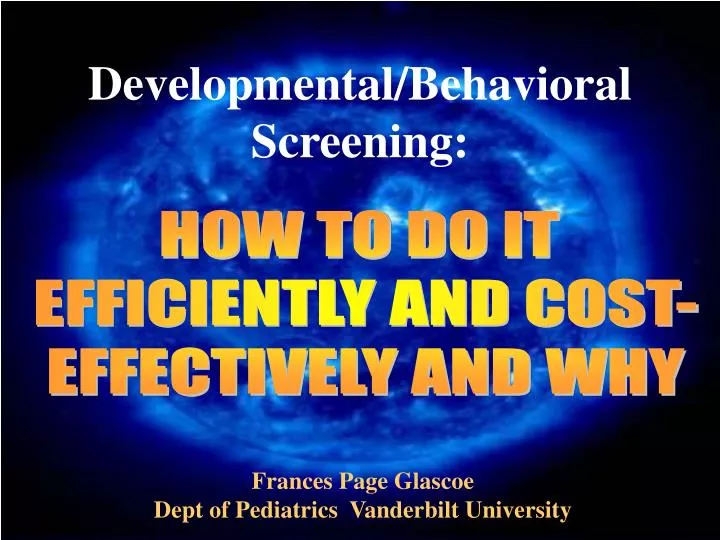 developmental behavioral screening n.