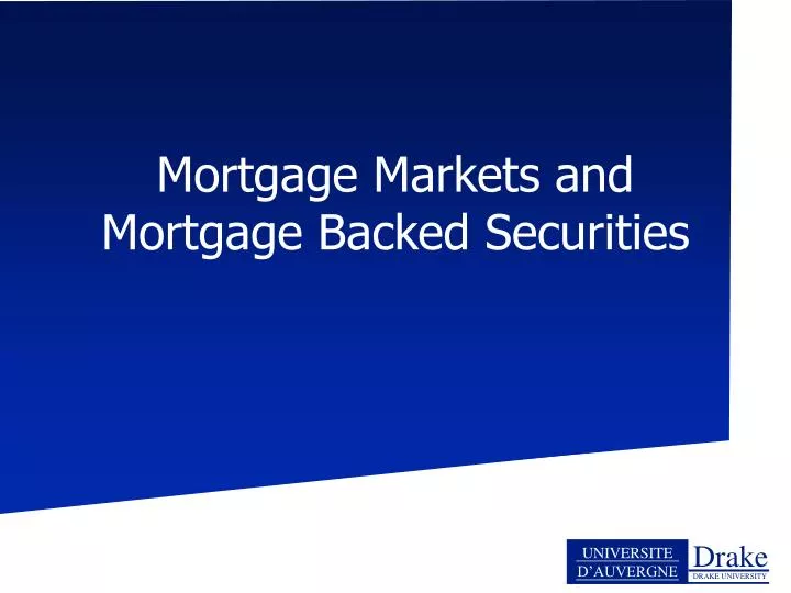 mortgage markets and mortgage backed securities n.