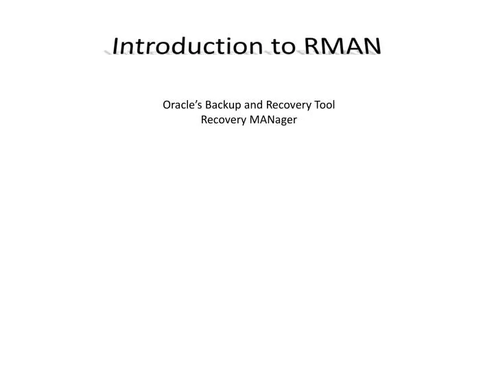 introduction to rman n.