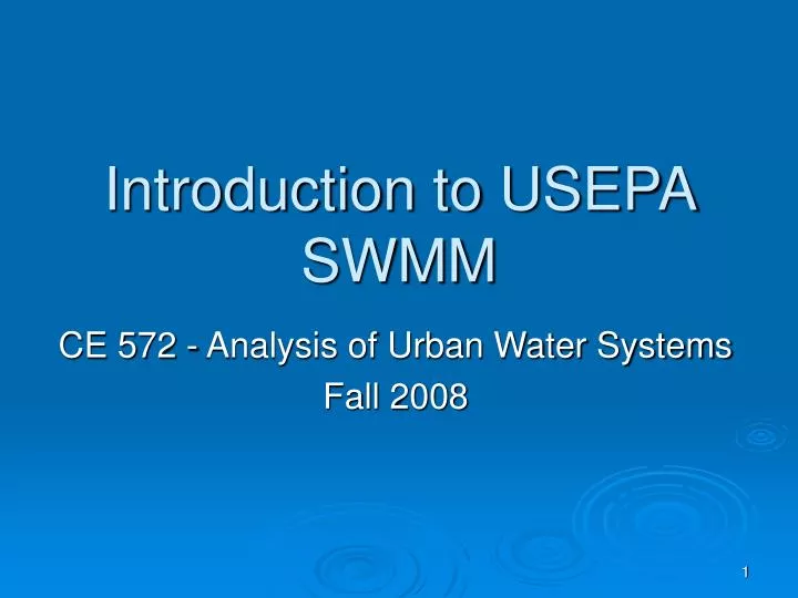 introduction to usepa swmm n.