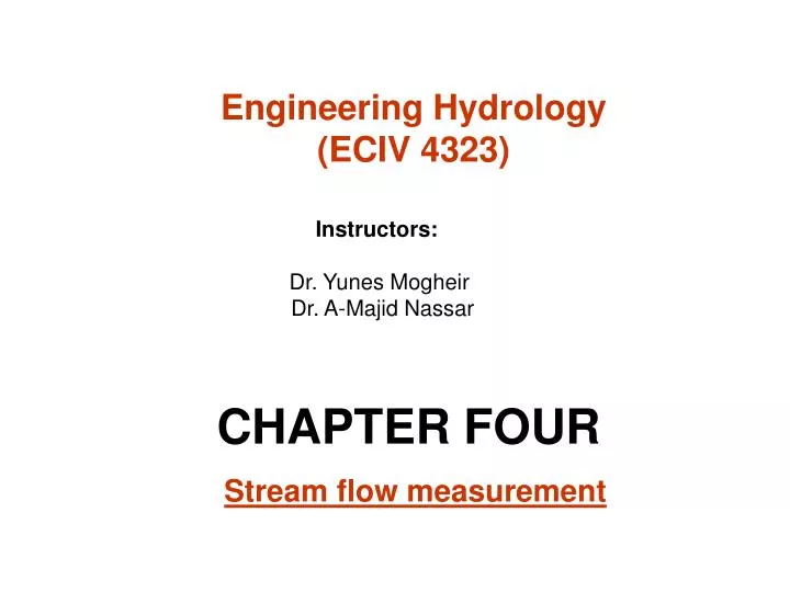 chapter four stream flow measurement n.