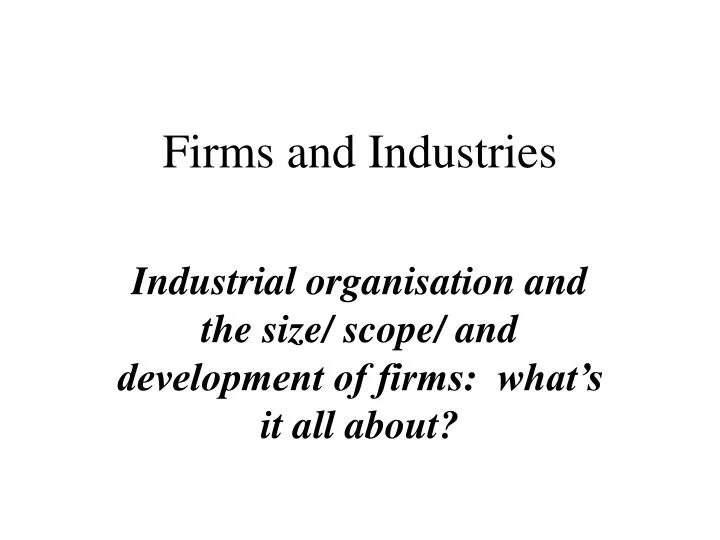 firms and industries n.