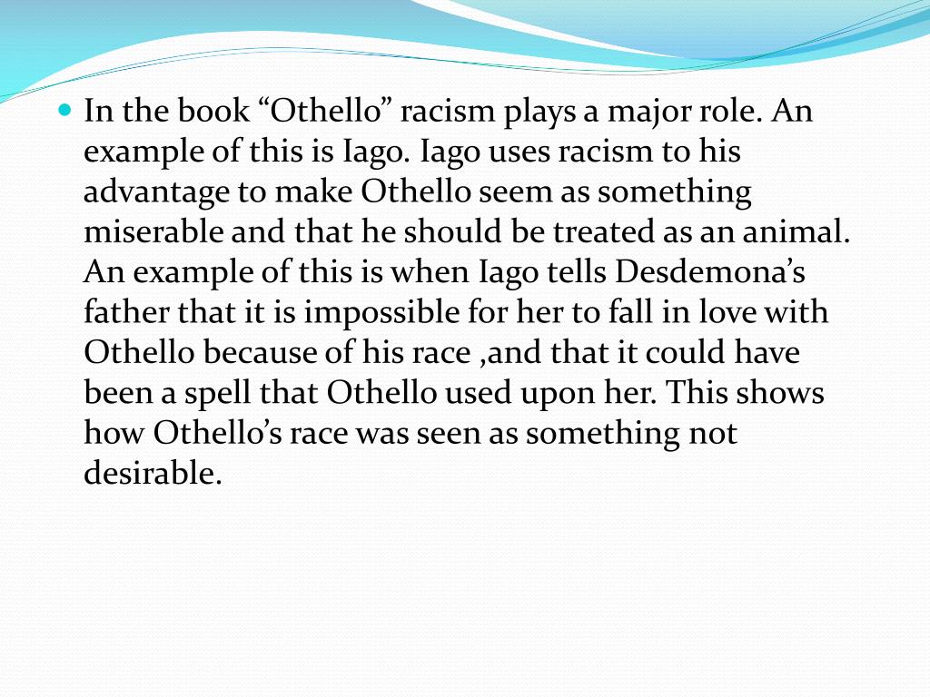 othello racism thesis statement analysis