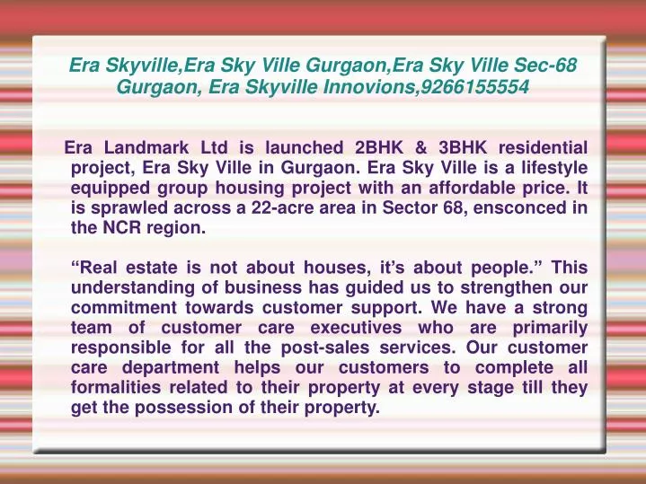 era skyville era sky ville gurgaon era sky ville sec 68 gurgaon era skyville innovions 9266155554 n.