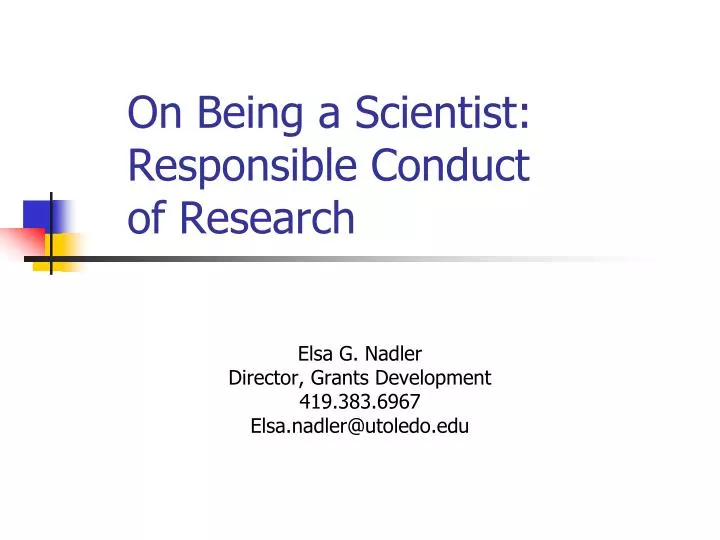 on being a scientist responsible conduct of research n.