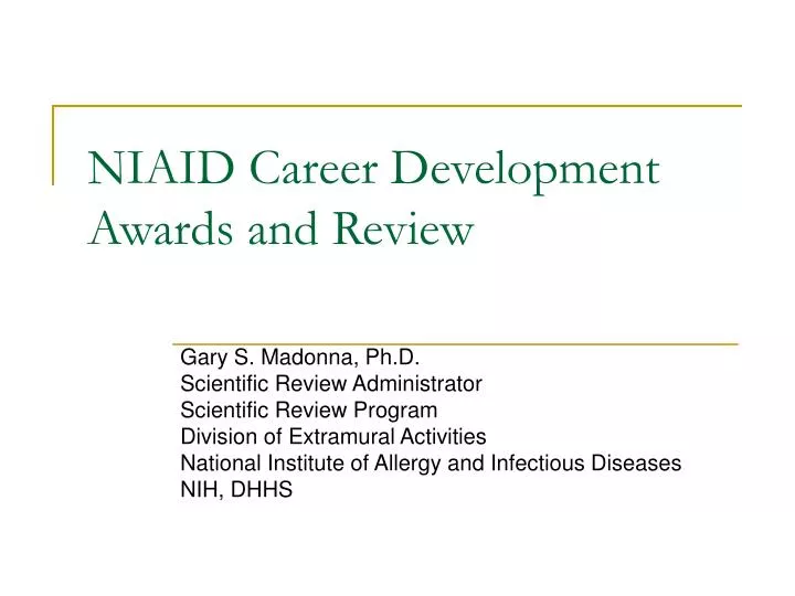 niaid career development awards and review n.