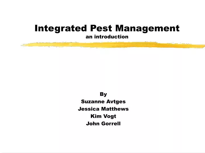 integrated pest management an introduction n.