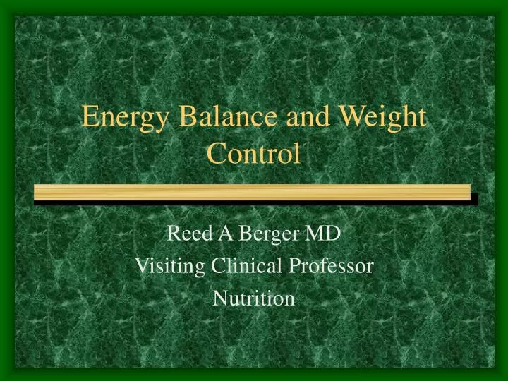 energy balance and weight control n.