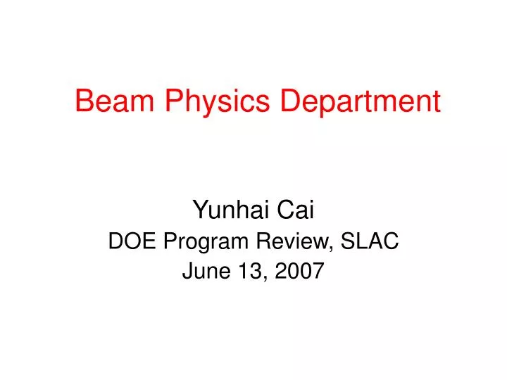 beam physics department n.