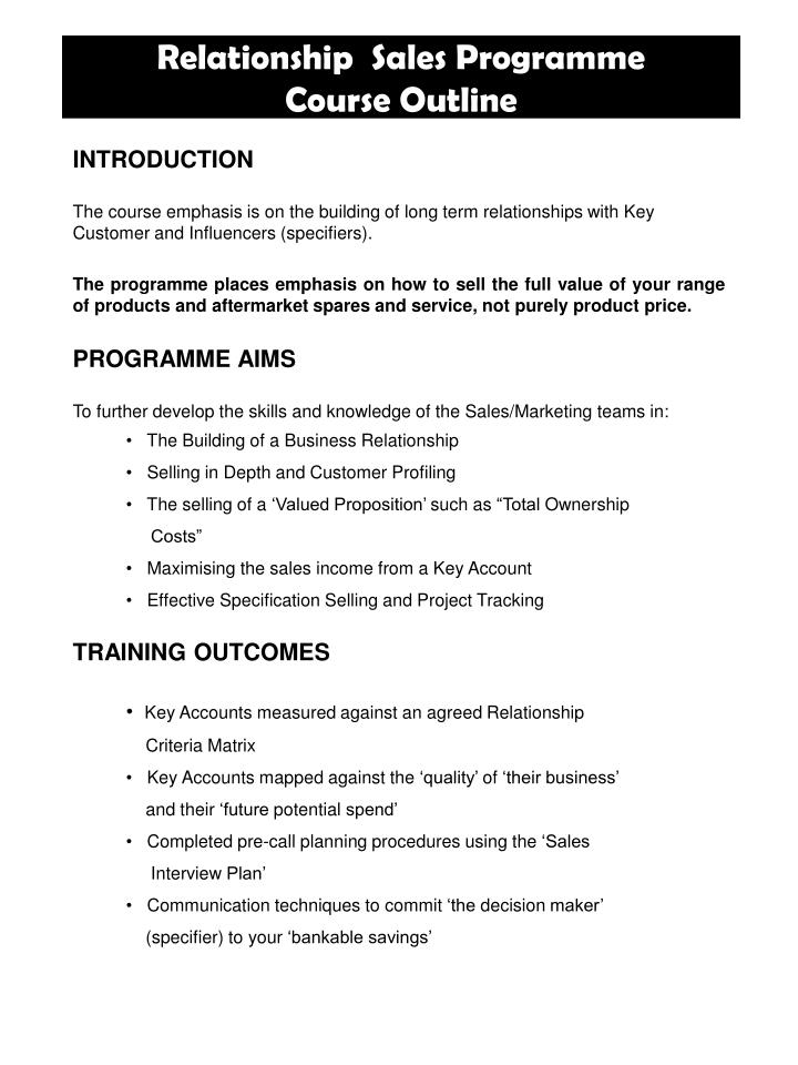 training presentation outline