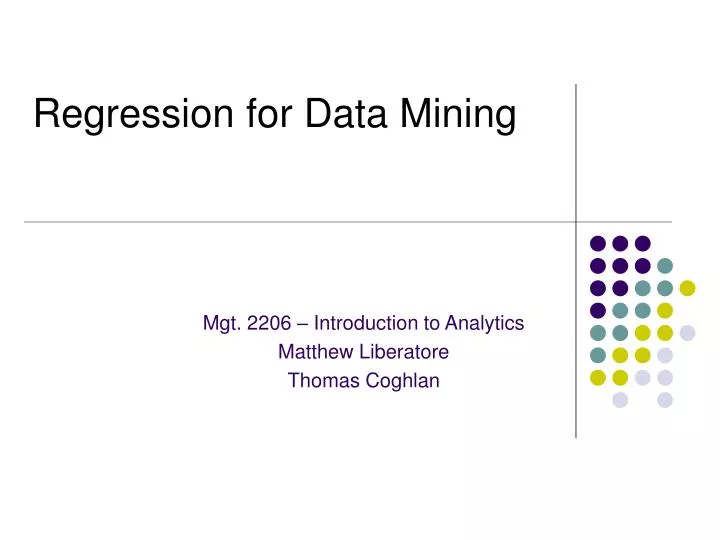 regression for data mining n.