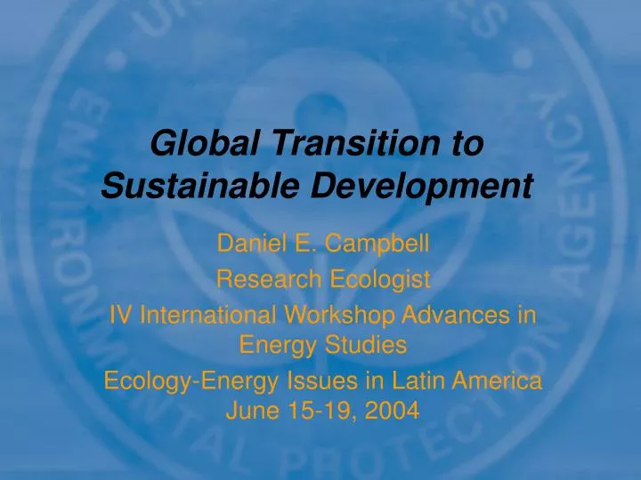 global transition to sustainable development n.