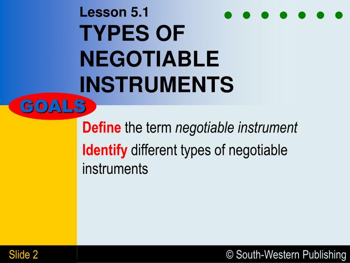 various types of negotiable instruments