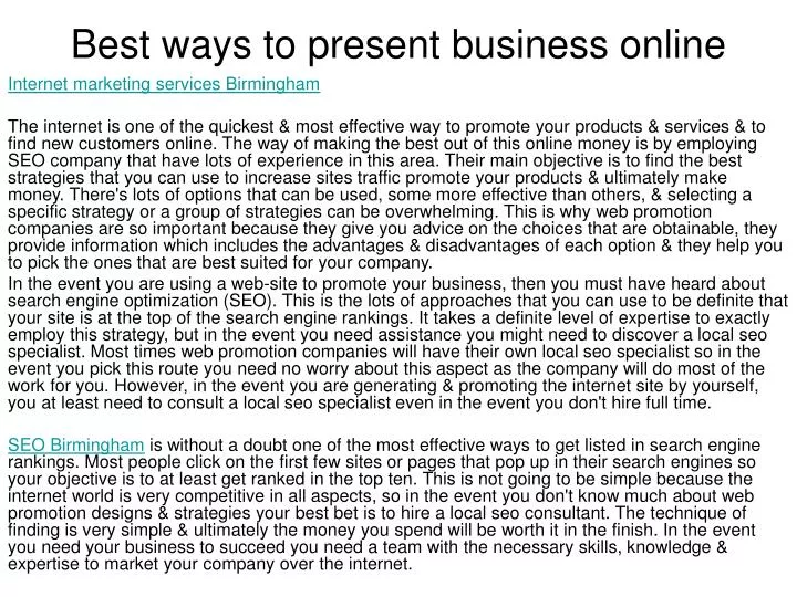 best ways to present business online n.