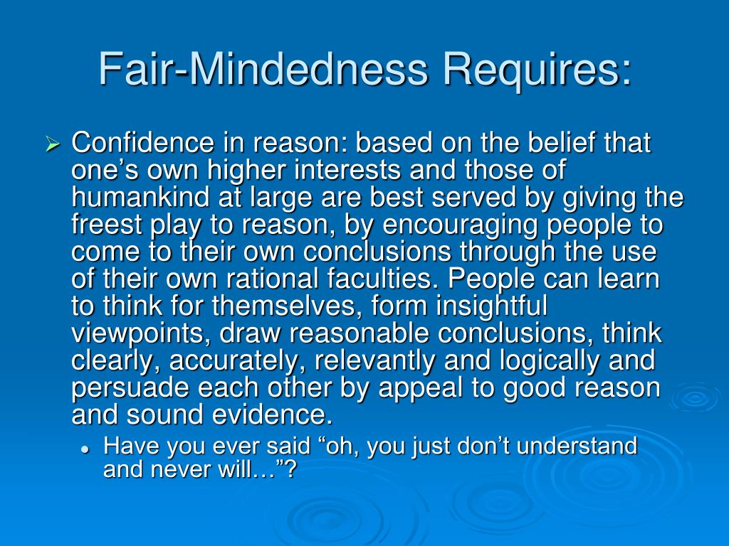 fair mindedness critical thinking