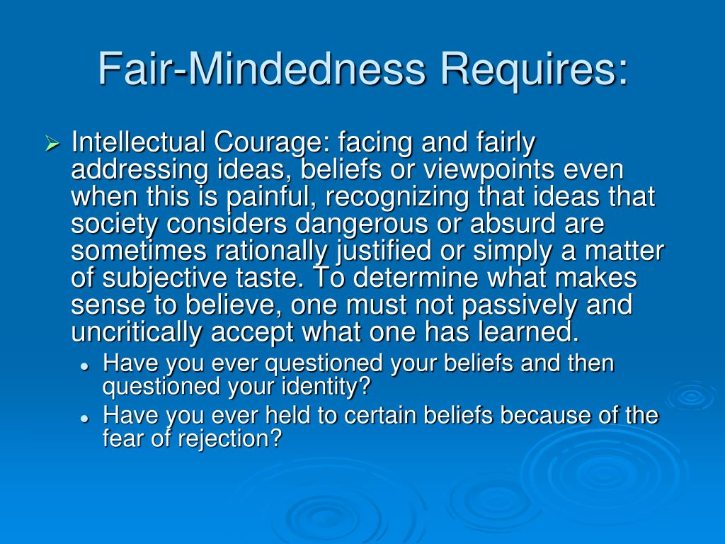 fair mindedness critical thinking