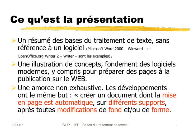 ppt - traitement de texte powerpoint presentation