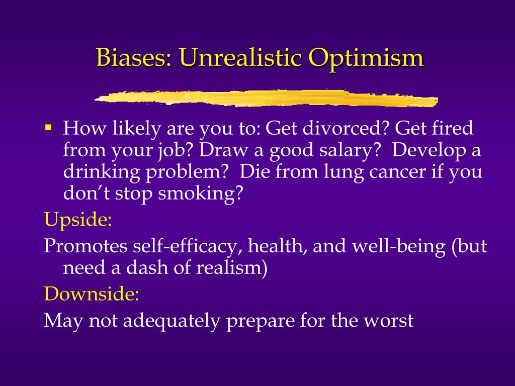 does unrealistic optimism occur with single or divorce