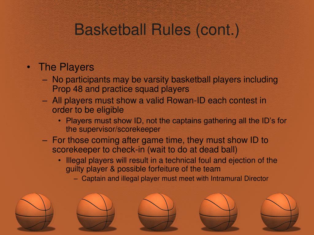 basketball rules cont.