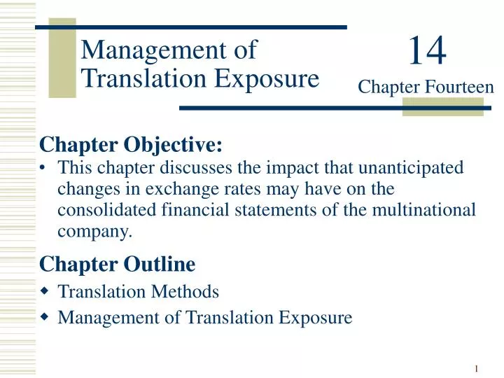 management of translation exposure n.