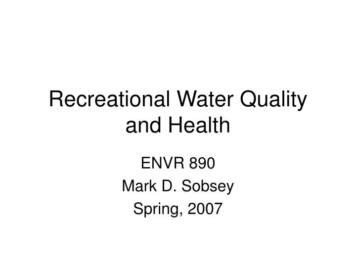 recreational water quality and health n.